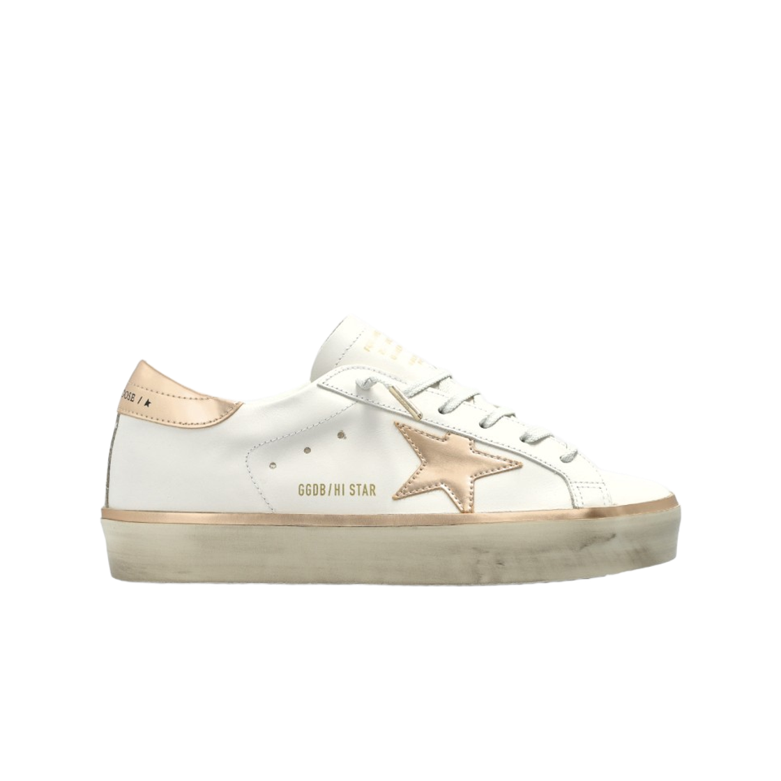 GWF00118-F008128-10961 (W) Golden Goose Hi Star Classic with List Sneakers White Taupe