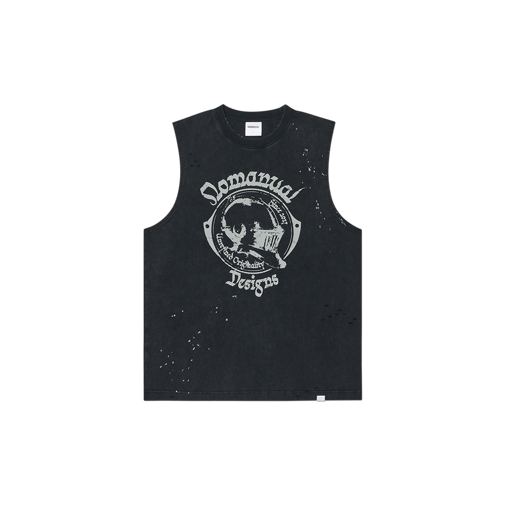 노매뉴얼 조우스트 워시드 슬리브리스 티 워시드 블랙(NOMANUAL Joust Washed Sleeveless Tee Washed Black) - 1