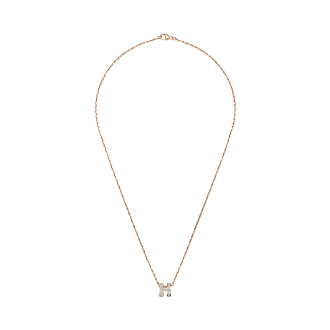 (W) 에르메스 미니 팝아슈 펜던트 로즈 골드 & 마롱 글라세((W) Hermes Mini Pop H Pendant Rose Gold & Marron Glace)