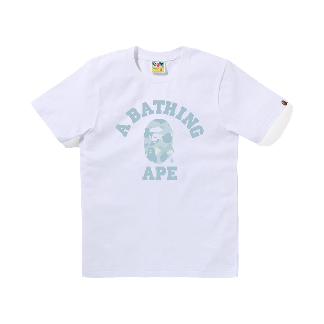 (W) 베이프 파스텔 컬러 카모 컬리지 티셔츠 화이트 삭스((W) BAPE Pastel Color Camo College T-Shirt White Sax)