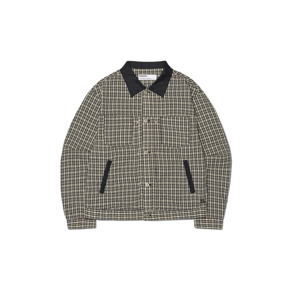 NMSS62JK02WBK NOMANUAL Check Trucker Jacket Washed Black