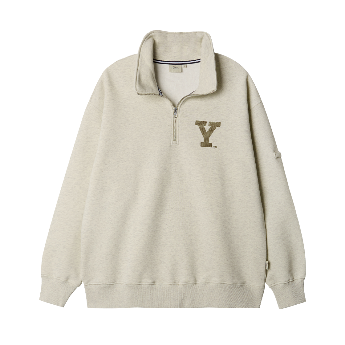 YGS1FZ301AOT Yale Y Logo Half-Zip Sweatshirt_Oatmeal