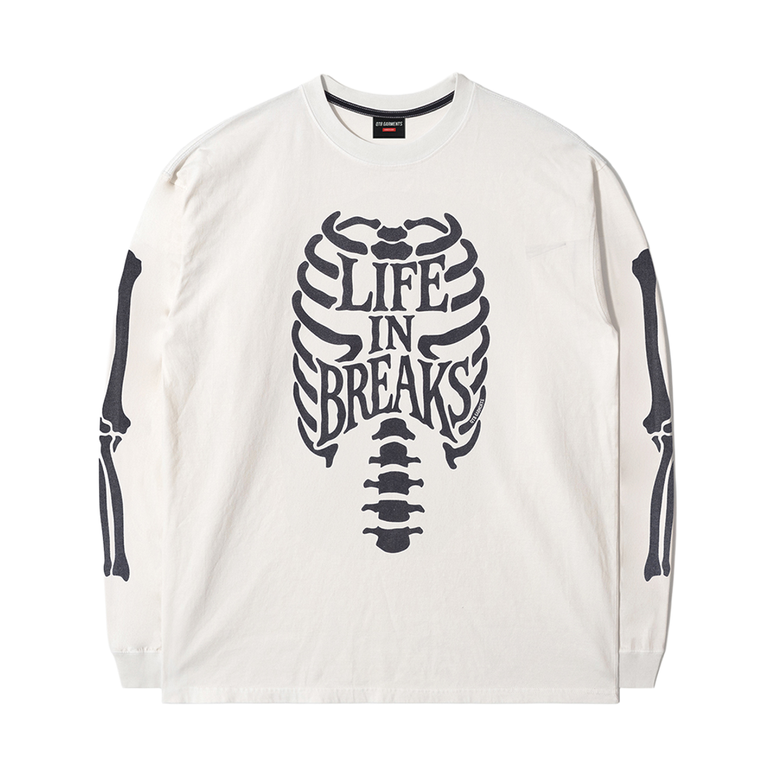 큐티에잇 가먼츠 라이프 본즈 워시드 롱 슬리브 에크루(QT8 GARMENTS Life Bones Washed Long Sleeve Ecru)