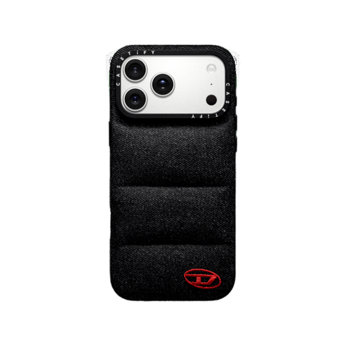 케이스티파이 x 디젤 아이폰 블랙 데님 퍼퍼 폰 케이스(Casetify x Diesel iPhone Black Denim Puffer Phone Case)