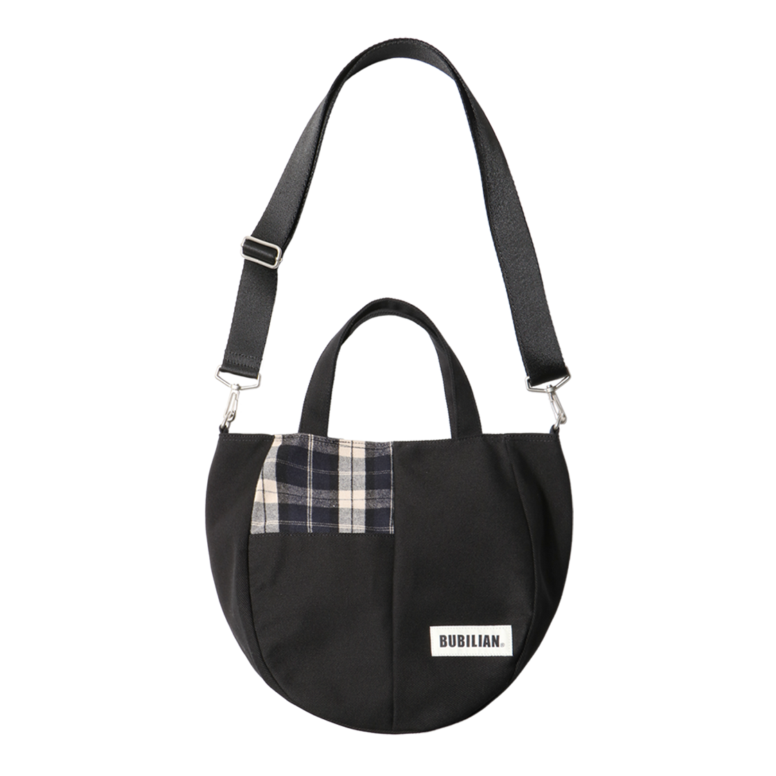 버빌리안 서큘러 크로스백 체크 블랙(Bubilian Circular Cross Bag Check Black)
