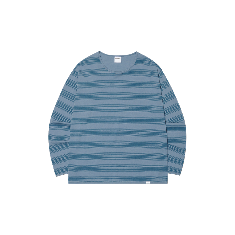 NMSS62LS05BLU NOMANUAL Painted Stripe Long Sleeve Tee Blue