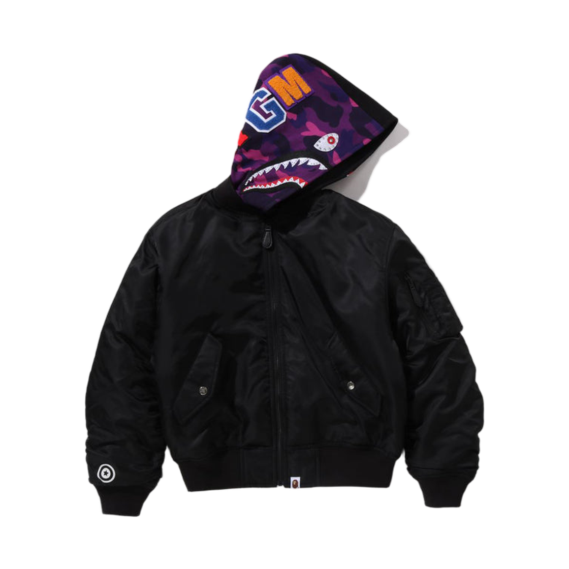 (W) 베이프 샤크 후드 Ma-1 블랙((W) BAPE Shark Hoodie Ma-1 Black) - 1
