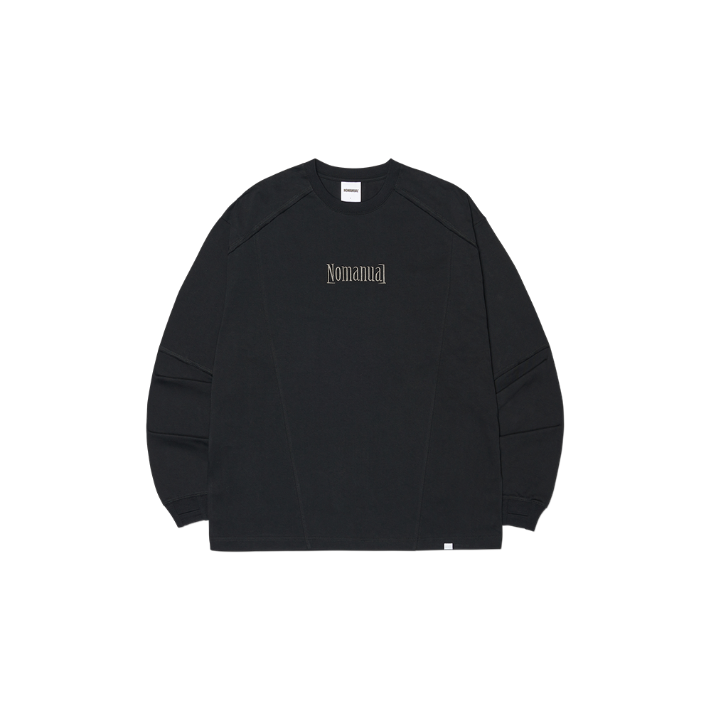 NMSS62LS07BLK NOMANUAL Embroidered Logo Long Sleeve Tee Black