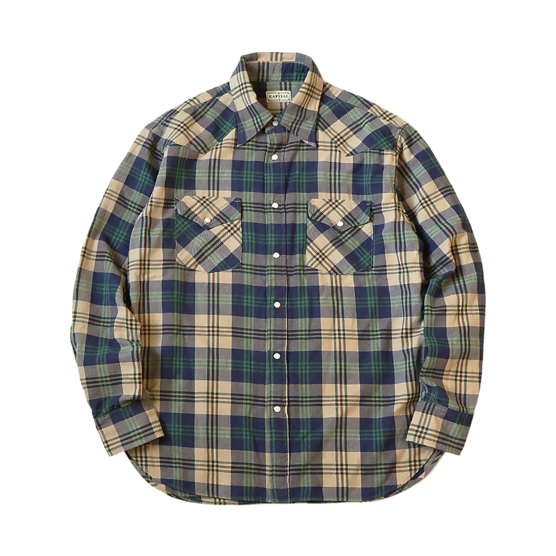 K2509LS043 Kapital Columbia Check Husky Western Shirt Green