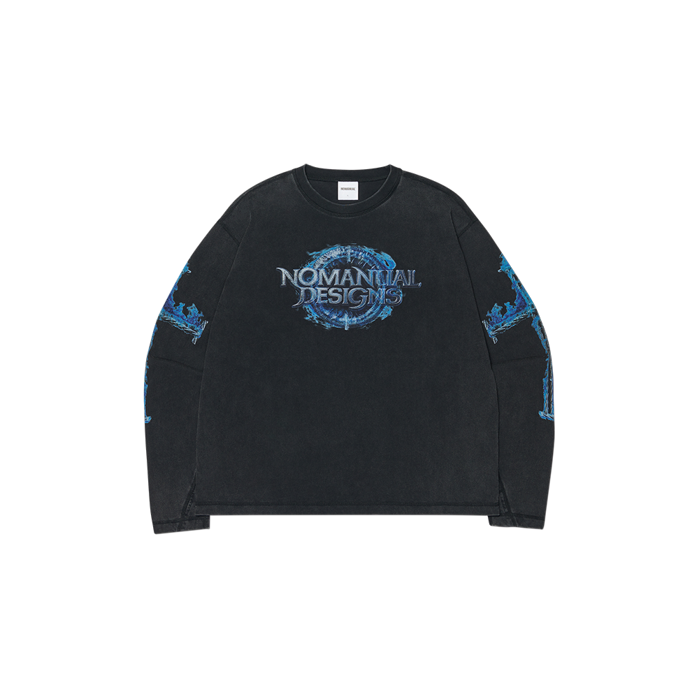 노매뉴얼 아크 코어 롱 슬리브 티 워시드 블랙(NOMANUAL Arc Core Long Sleeve Tee Washed Black)