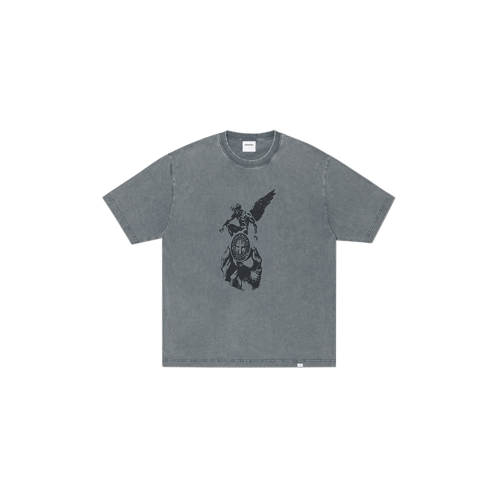 [KREAM 단독] 노매뉴얼 데빌 링 데미지 티셔츠 워시드 차콜([KREAM 단독] NOMANUAL Devil Ring Damaged T-shirt Washed Charcoal) - 1