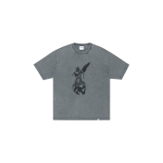 [KREAM 단독] NOMANUAL Devil Ring Damaged T-shirt Washed Charcoal