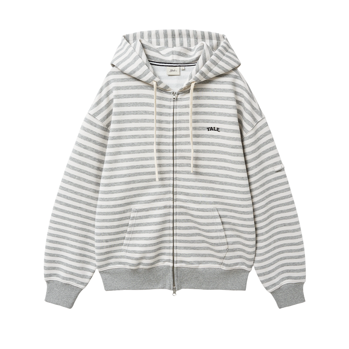 YGS1HZ310ALG Yale Small Arch Stripe Hood Zip-Up_Light Gray