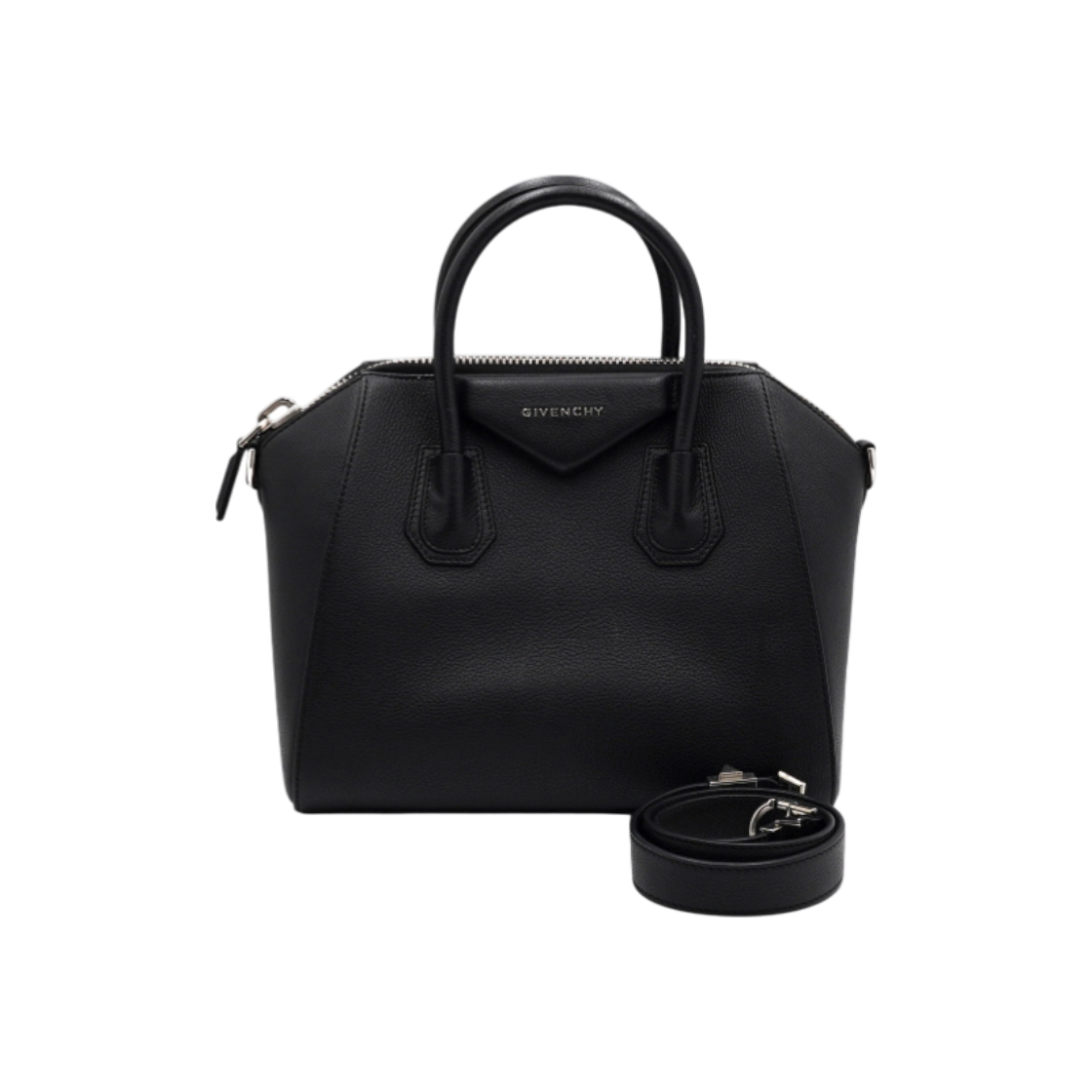 IT78AGN5NLAO Givenchy Antigona Small Tote & Shoulder Bag in Black Goat Leather