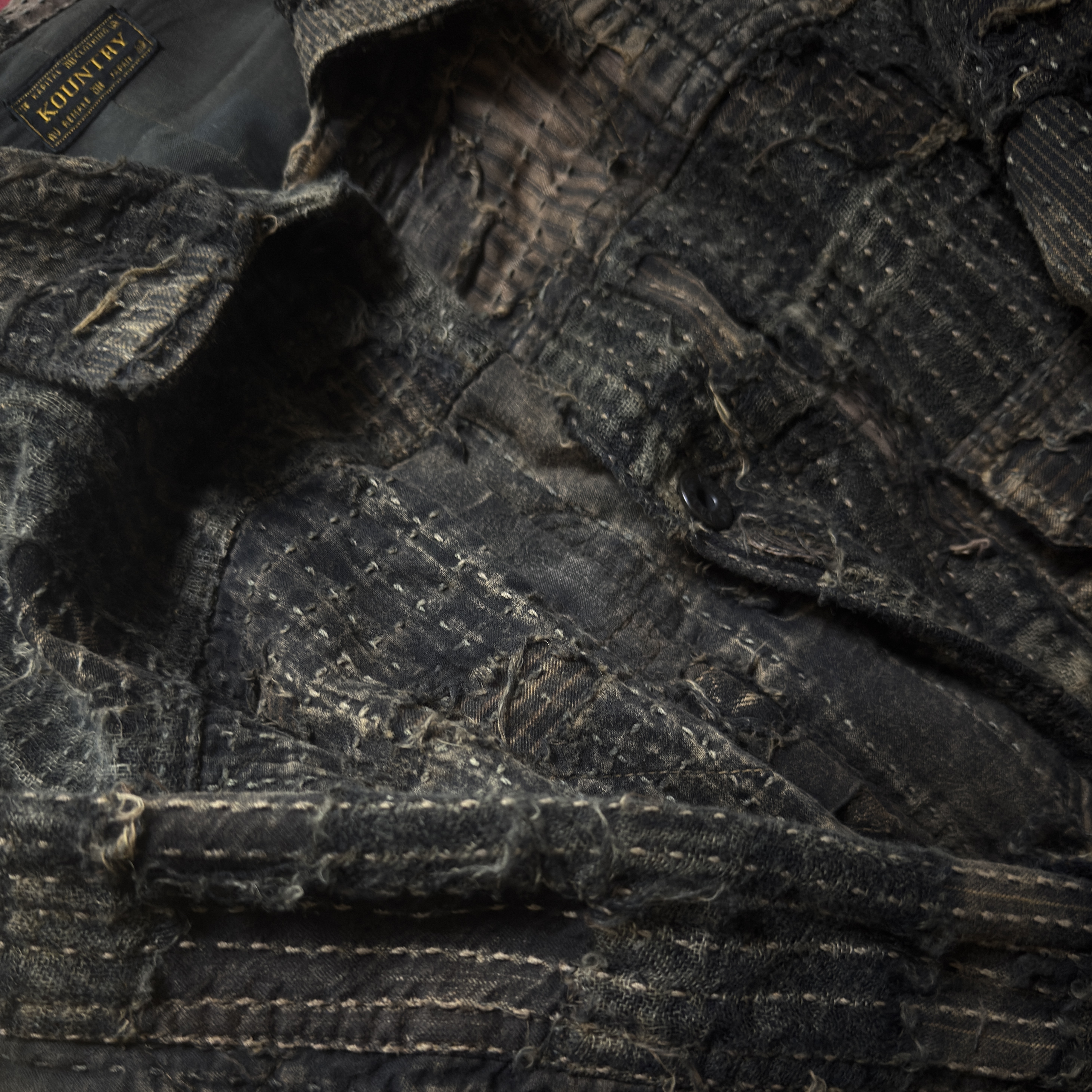 Kapital Black Tea-Core Boro Spring 1st Jacket Black 착용 스타일 - 1