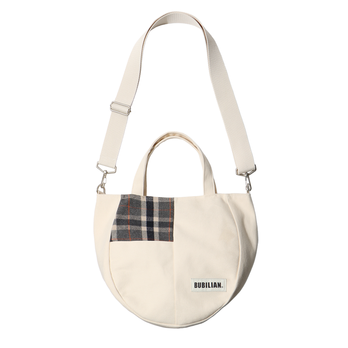 버빌리안 서큘러 크로스백 체크 아이보리(Bubilian Circular Cross Bag Check Ivory)