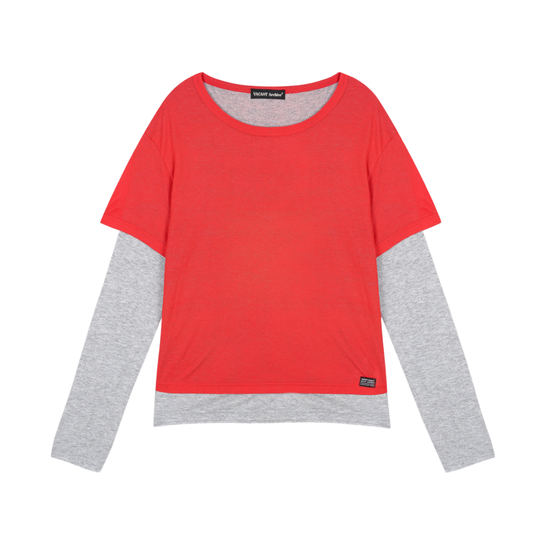 베이컨트 아카이브 메이슨 레이어드 롱 슬리브 티셔츠 레드(Vacant Archive Mason Layered Long Sleeve T-Shirt Red)