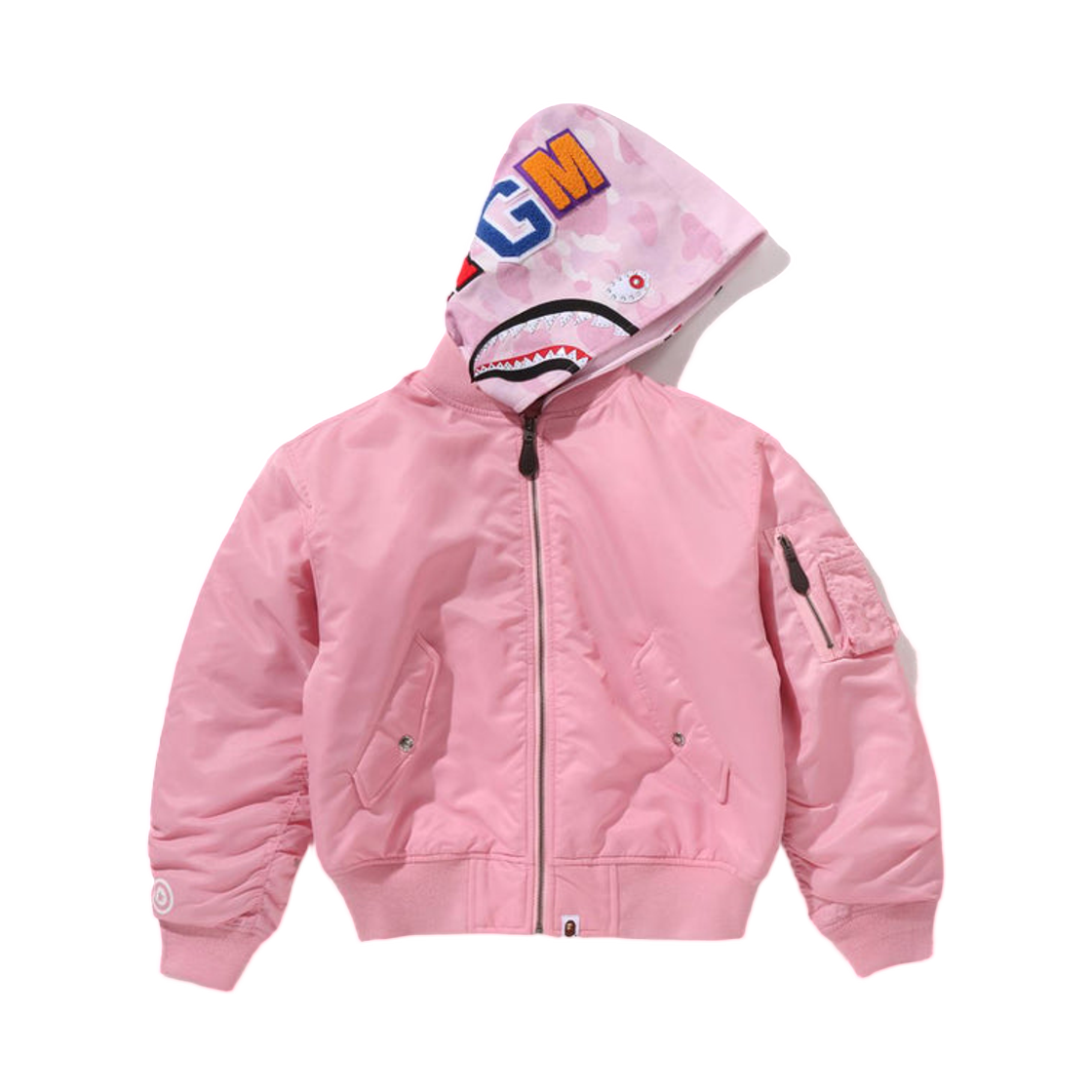 (W) 베이프 샤크 후드 Ma-1 핑크((W) BAPE Shark Hoodie Ma-1 Pink)