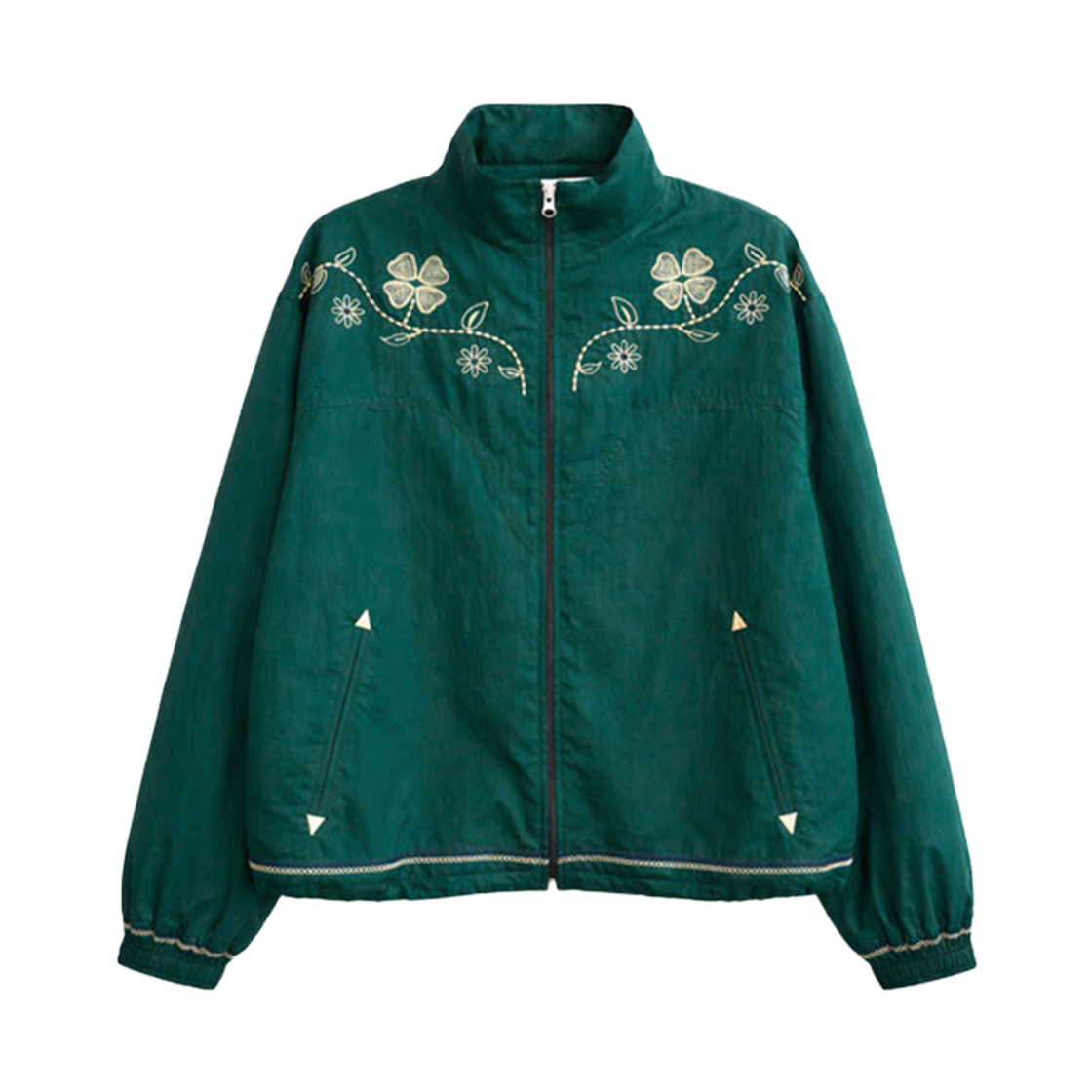 F261JP01 FRITUR Embroidery Clover Windbreaker Green