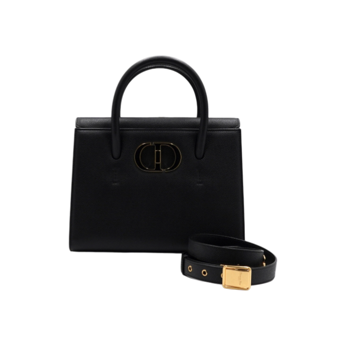 ITAUO5MWVKLK Dior Black Grained Calfskin 30 Montaigne St. Honore Medium Tote & Shoulder Bag