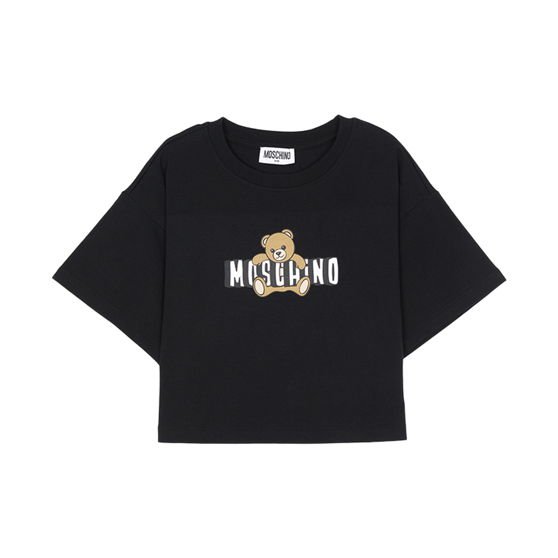 HDM072-LBA00-60100 (Kids) Moschino Short Sleeve T-Shirt with Teddy Bear Black