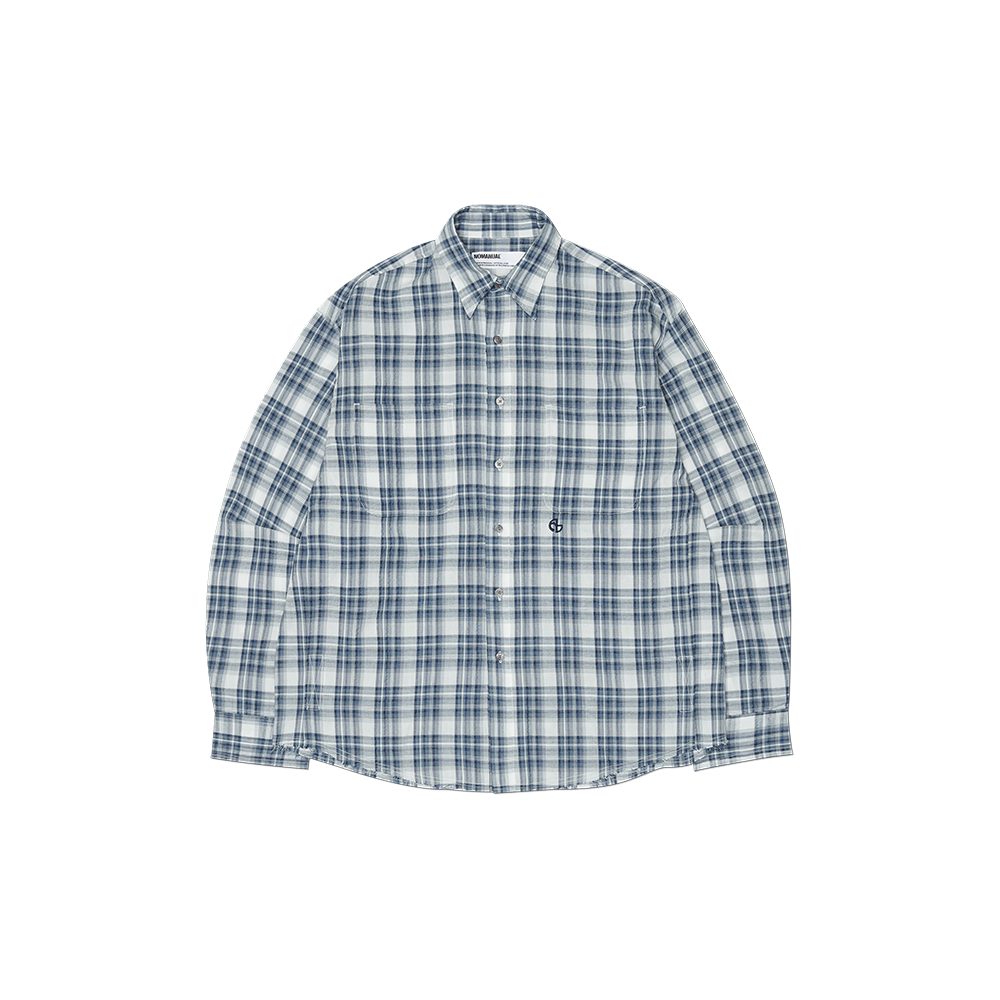 NMSS62SH01BLU NOMANUAL Neo Check Shirt Blue