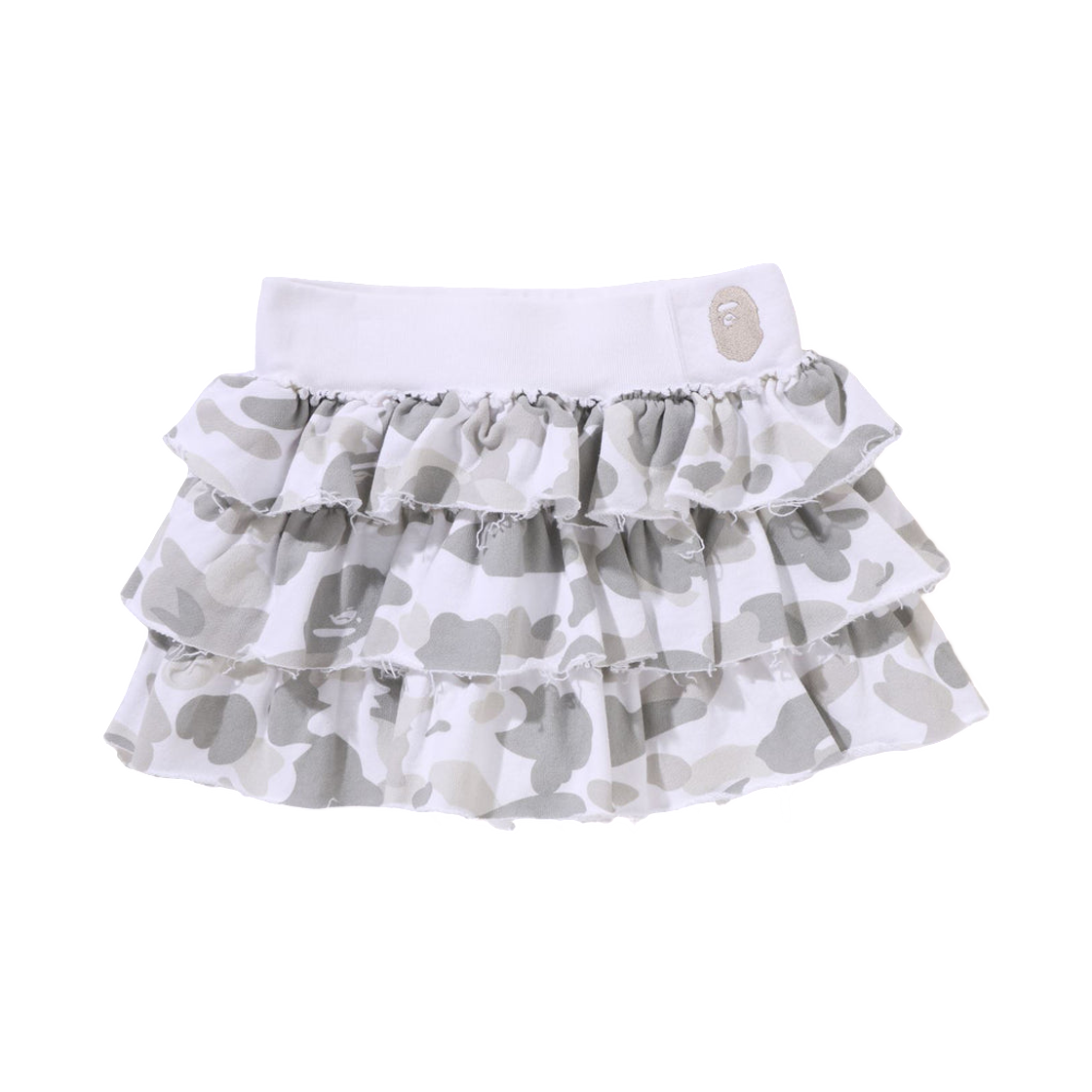 (W) 베이프 컬러 카모 러플 스웨트 스커트 화이트((W) BAPE Color Camo Ruffle Sweat Skirt White)