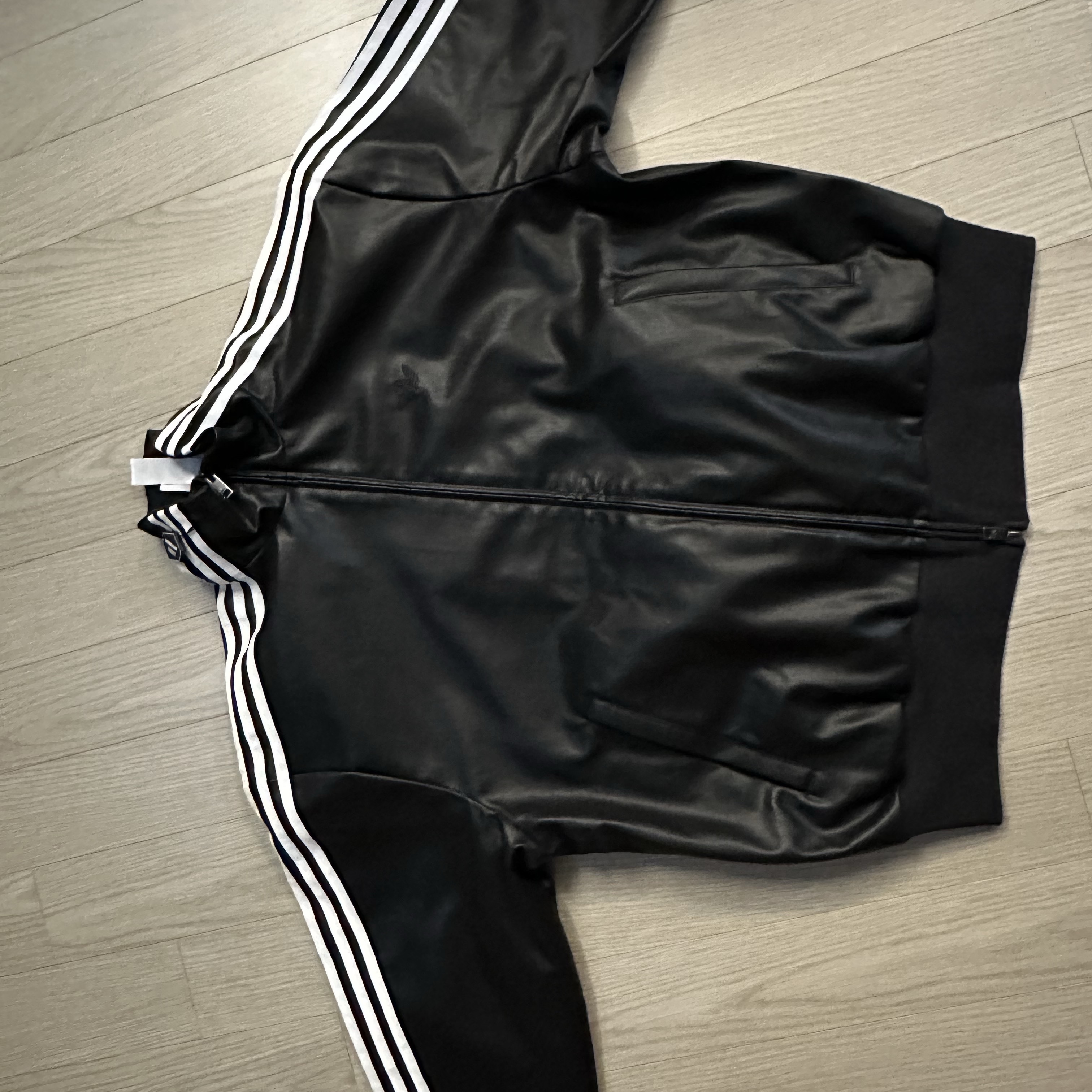 Adidas Pleather 3S Track Top Black - KR Sizing 착용 스타일