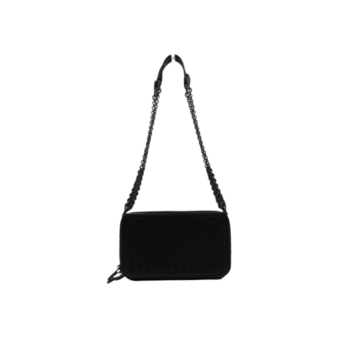 ITMS7GGO2RAQ Bottega Veneta Black Nappa Intrecciato Double Zip Camera Shoulder Bag/Crossbody