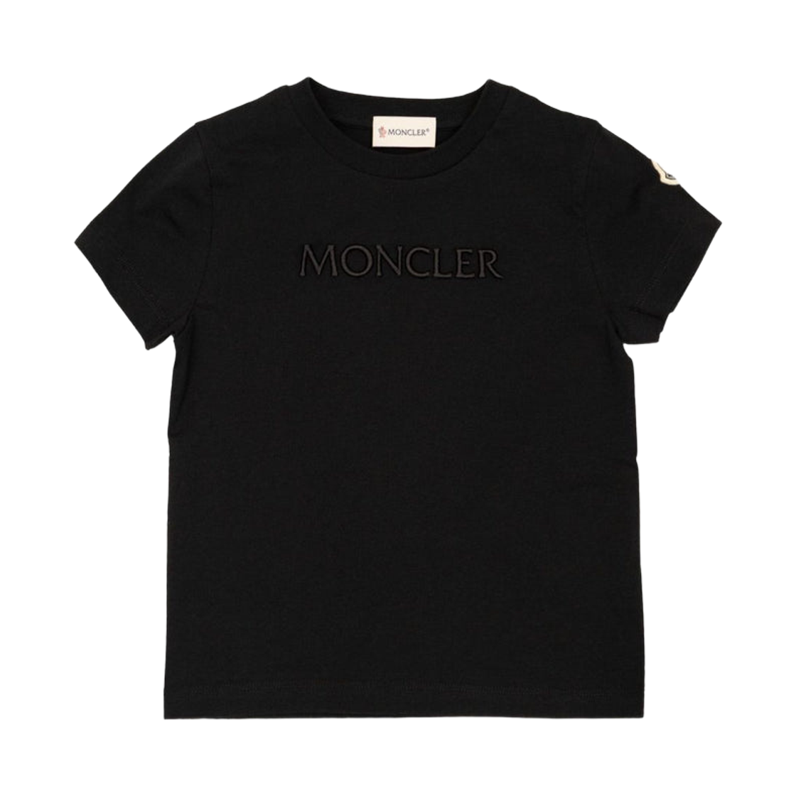 (키즈) 몽클레르 자수 로고 코튼 티셔츠 블랙 - 26SS((Kids) Moncler Embroidered Logo Cotton T-Shirt Black - 26SS)