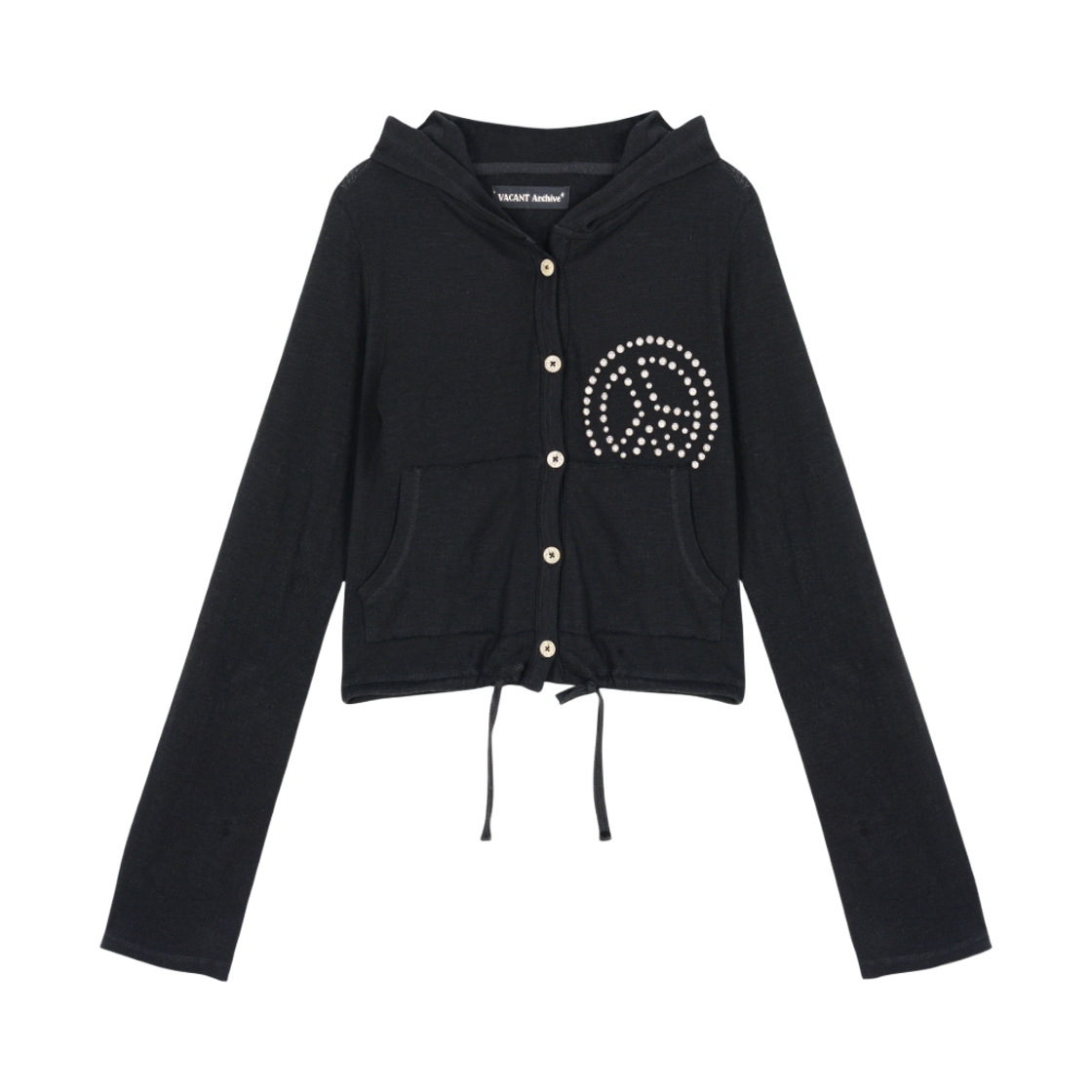 베이컨트 아카이브 파라 스터드 후드 가디건 블랙(Vacant Archive Parra Stud Hood Cardigan Black)
