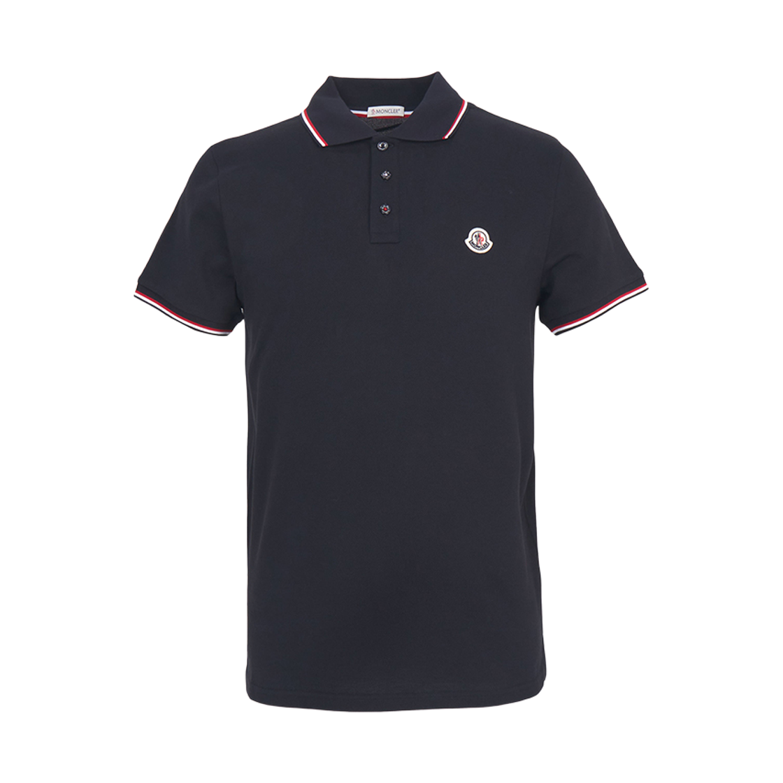 몽클레르 트라이컬러 트림드 코튼 피케 폴로 셔츠 다크 블루 - 26SS(Moncler Tricolour Trimmed Cotton Piquet Polo Shirt Dark Blue - 26SS)