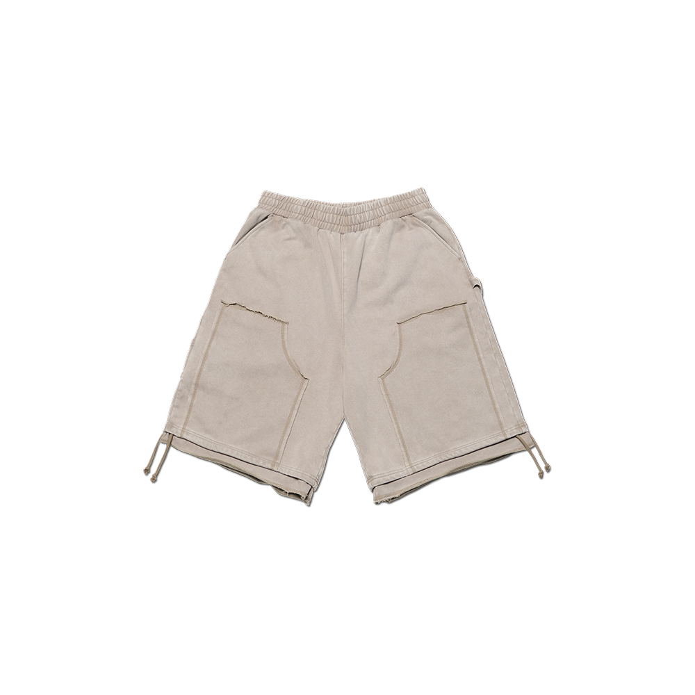 노매뉴얼 더블 니 스웻 쇼츠 워시드 베이지(NOMANUAL Double Knee Sweat Shorts Washed Beige)