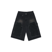 [KREAM 단독] NOMANUAL Destroyed Bermuda Pants Washed Black