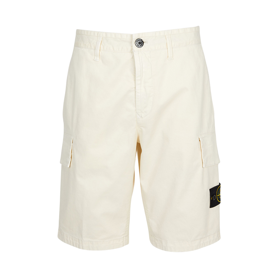 L1S15L1000-18S0004-V0193 Stone Island L100018 Organic Cotton Stretch Broken Twill Old Effect Slim-Fit Cargo Shorts with Asymmetrical Seams Ivory - 26SS