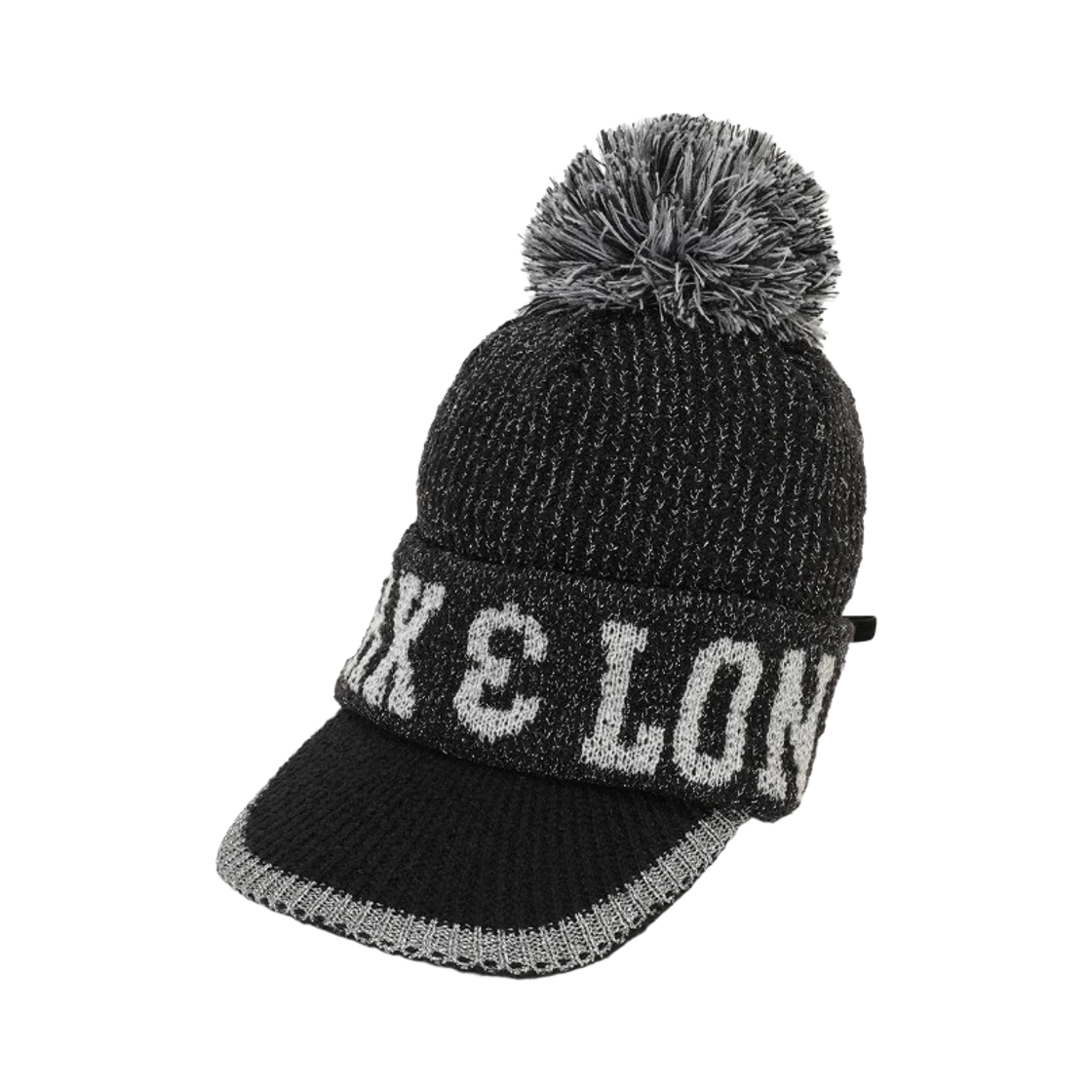 (W) 마크 앤 로나 스코프 폼 바이저 비니 블랙((W) Mark & Lona Scope Pom Visor Beanie Black)