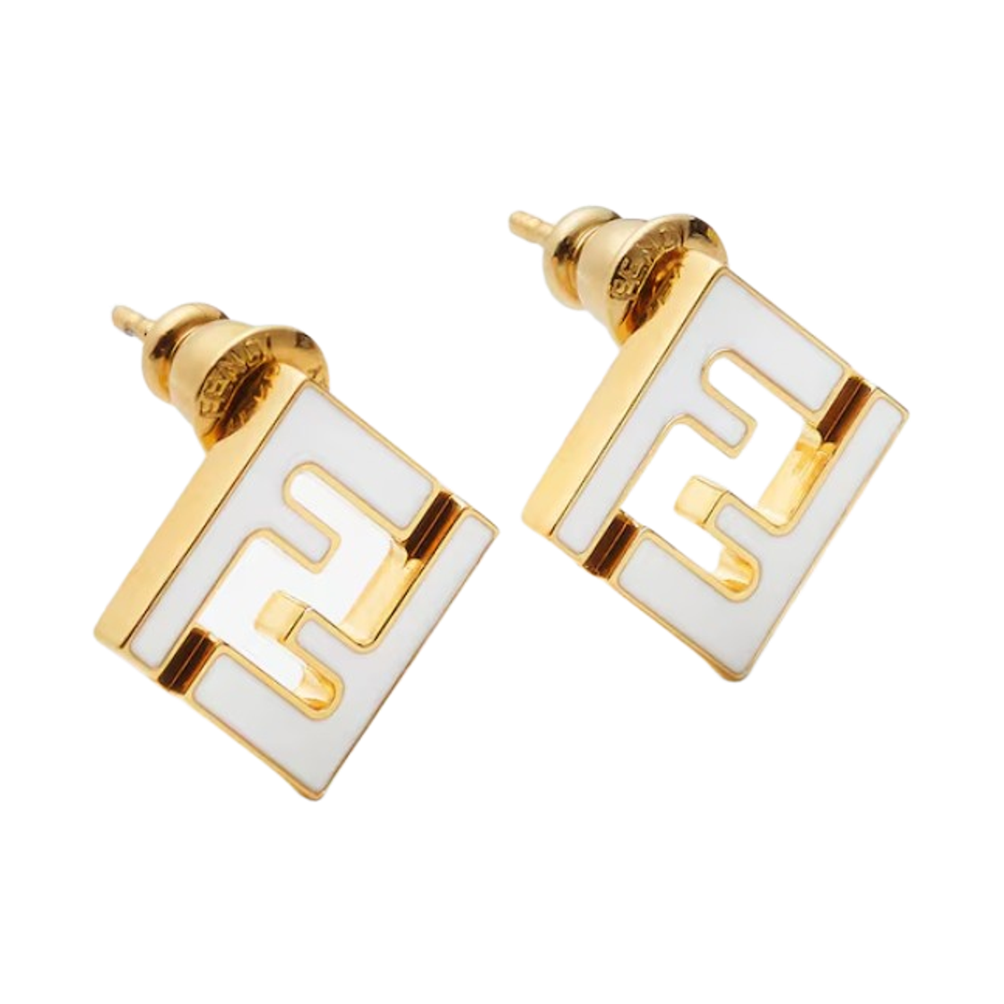 (W) 펜디 포에버 펜디 이어링 골드 화이트((W) Fendi Forever Fendi Earrings Gold White) - 1