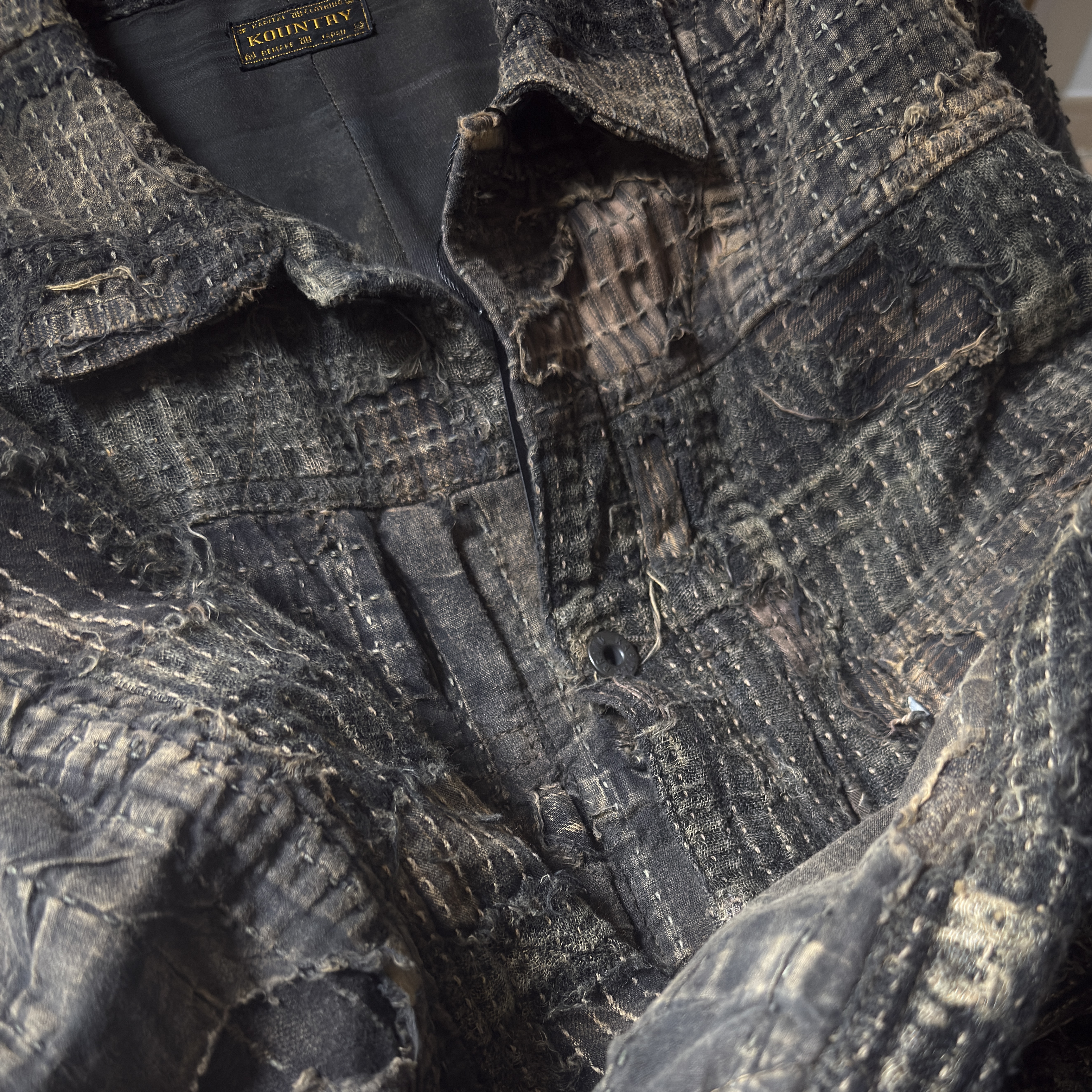 Kapital Black Tea-Core Boro Spring 1st Jacket Black 착용 스타일 - 2