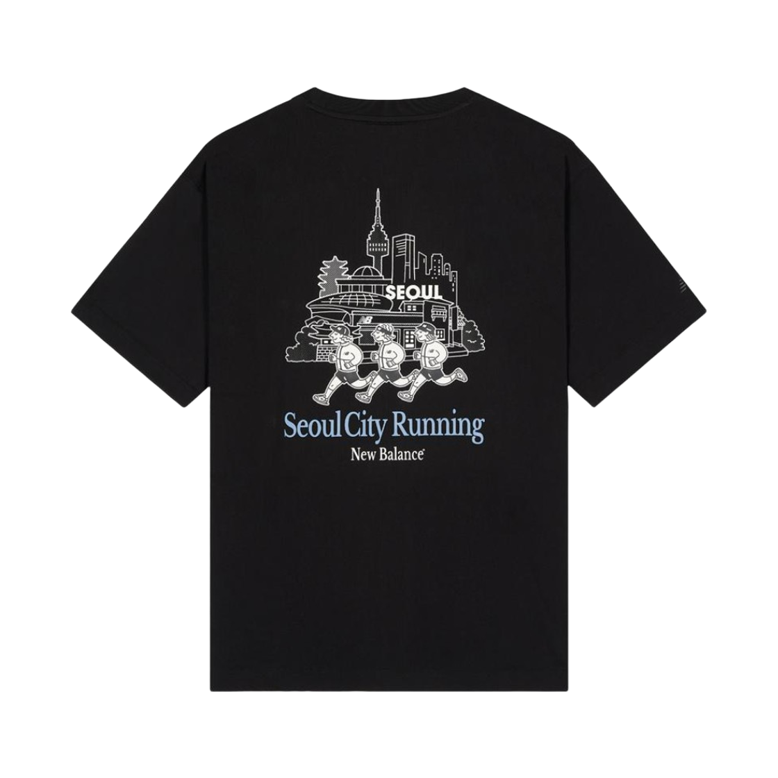 뉴발란스 서울 시티 러닝 2.0 세미 오버 핏 숏슬리브 티셔츠 블랙(New Balance Seoul City Running 2.0 Semi Over Fit Short Sleeve T-Shirt Black)
