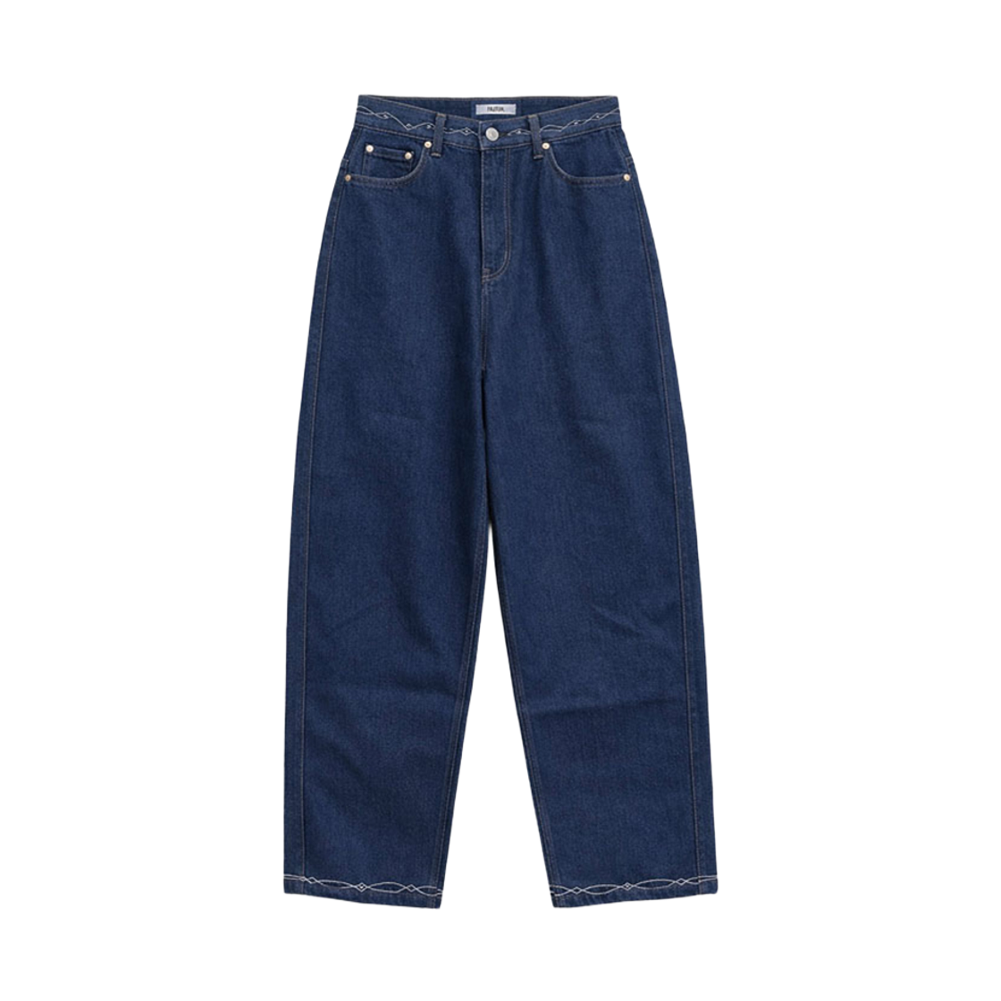 F261DE04 FRITUR Embroidery Denim Pants Blue