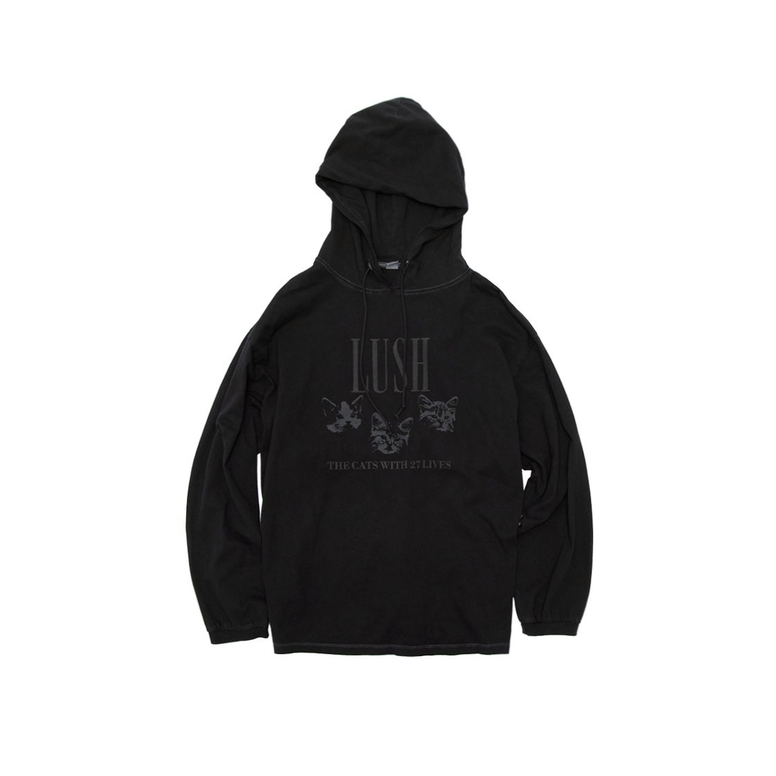 PL6PHD5101B0 Polyteru Graphic Hooded Long Sleeves Lush Black