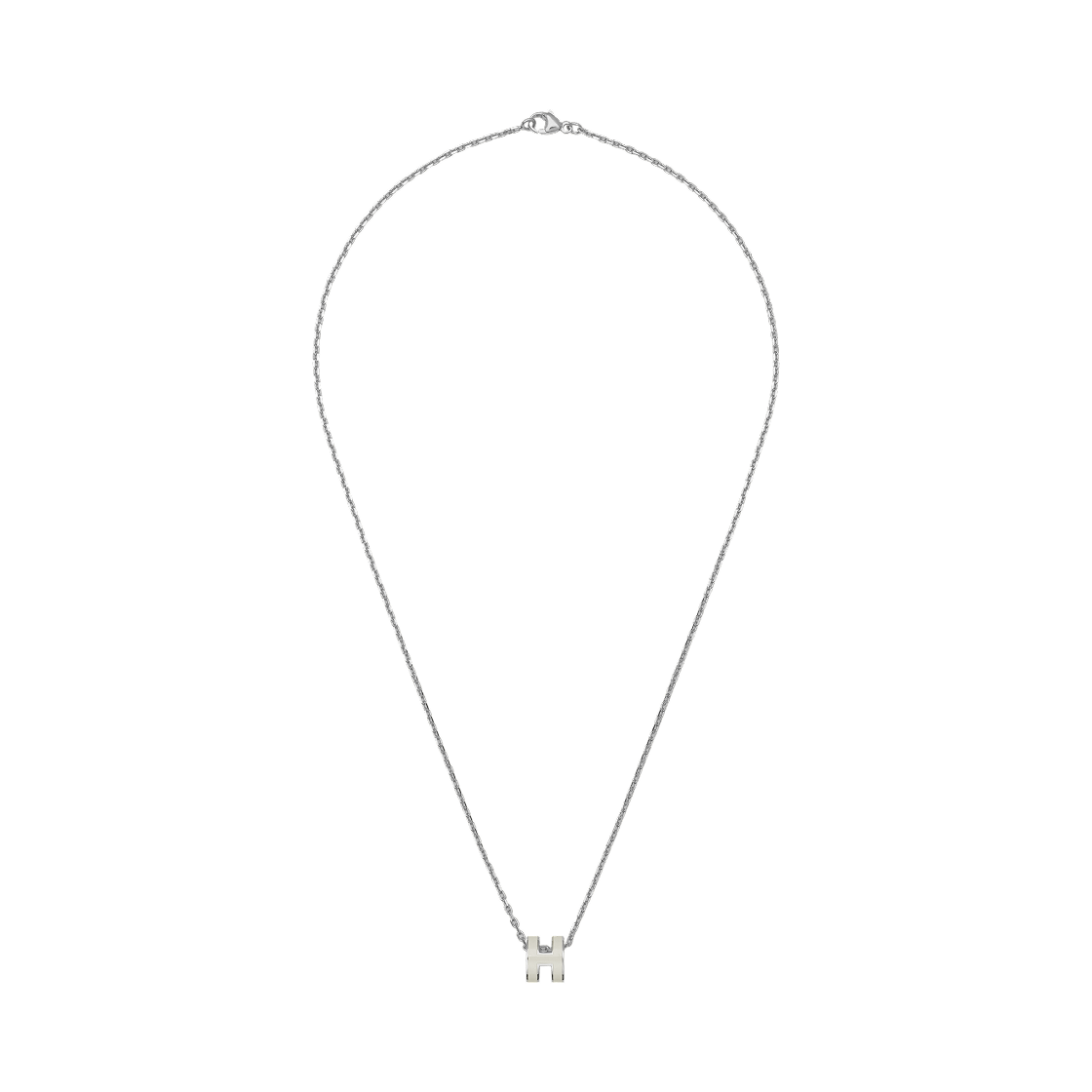 (W) 에르메스 미니 팝아슈 펜던트 팔라듐 하드웨어 & 블랑((W) Hermes Mini Pop H Pendant Palladium & Blanc)