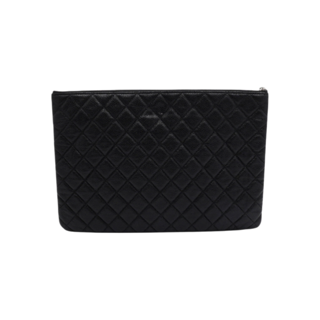 ITHU2BIEO9N9 Chanel Black Caviar Silver CC Classic Large Clutch Bag