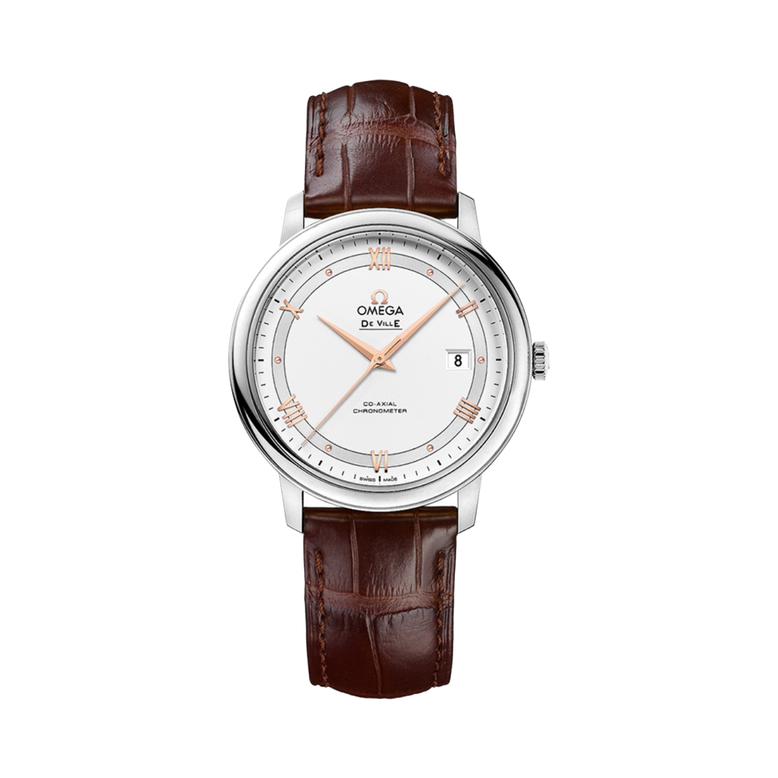 오메가 드 빌 프레스티지 오토매틱 39.5mm 스틸 레더 스트랩 실버(Omega De Ville Prestige Automatic 39.5mm Steel Leather Strap Silver) - 1