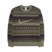 Nike Life Fair Isle Swoosh Sweater Neutral Olive - Asia