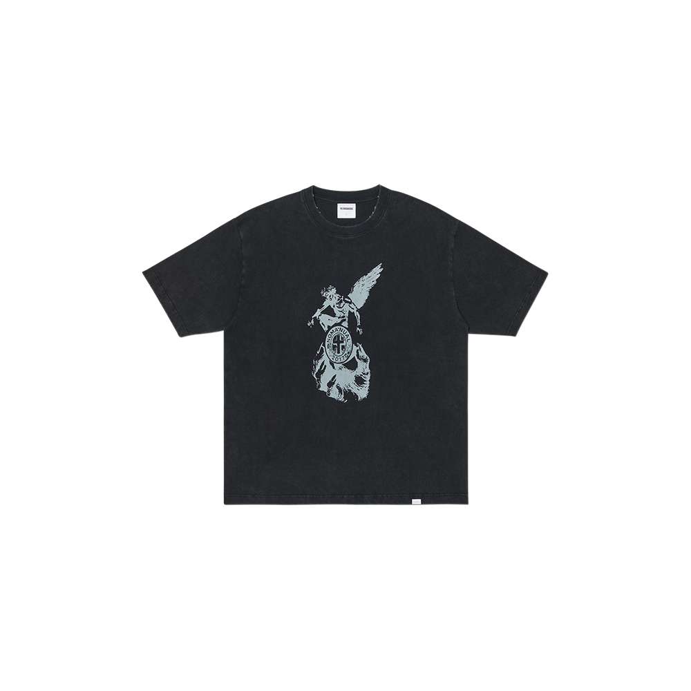 [KREAM 단독] 노매뉴얼 데빌 링 데미지 티셔츠 워시드 블랙([KREAM 단독] NOMANUAL Devil Ring Damaged T-shirt Washed Black)