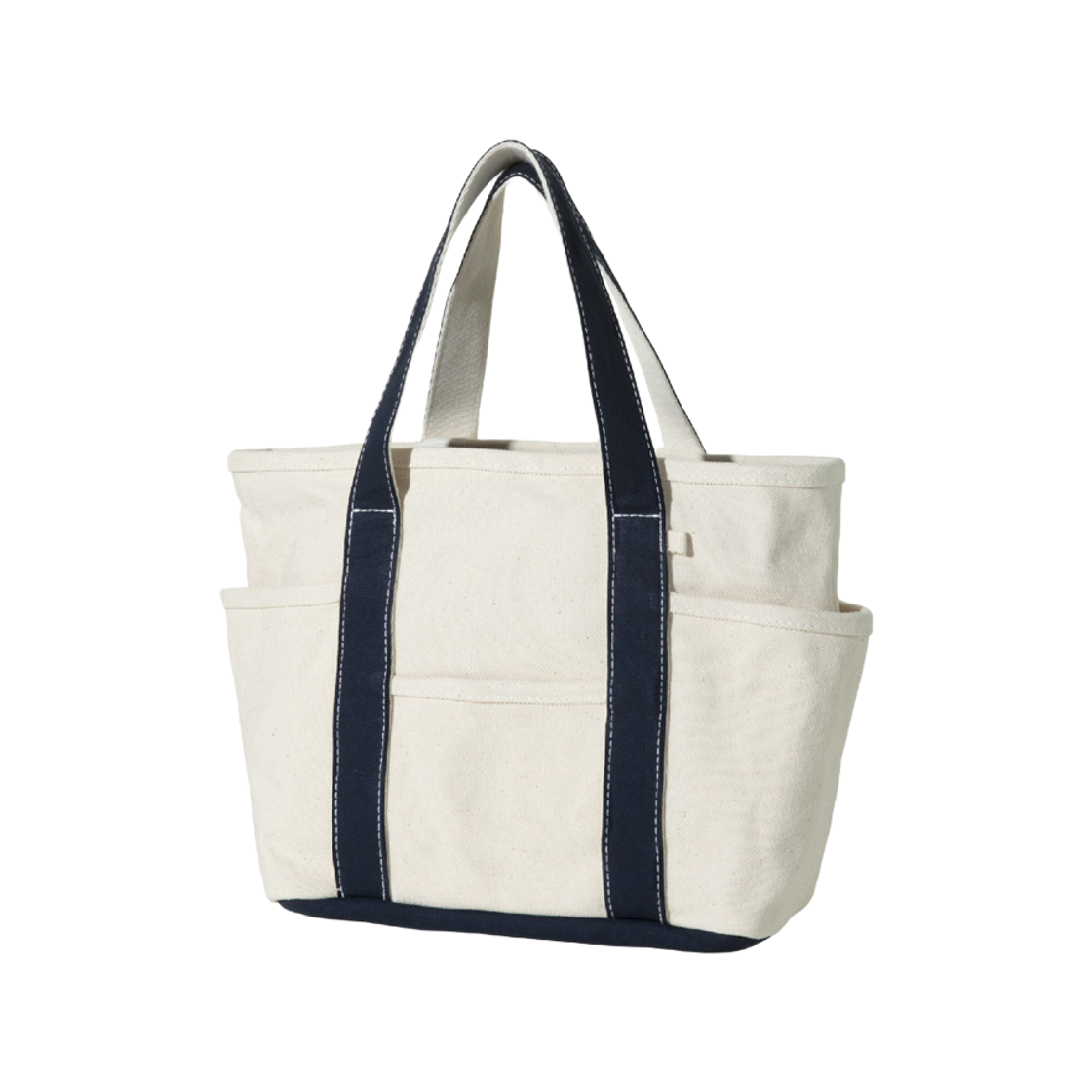 마지언타이틀 스몰 카페토트 캔버스 에크루 네이비(MAZIUNTITLED Small Cafe Tote Canvas Ecru Navy)