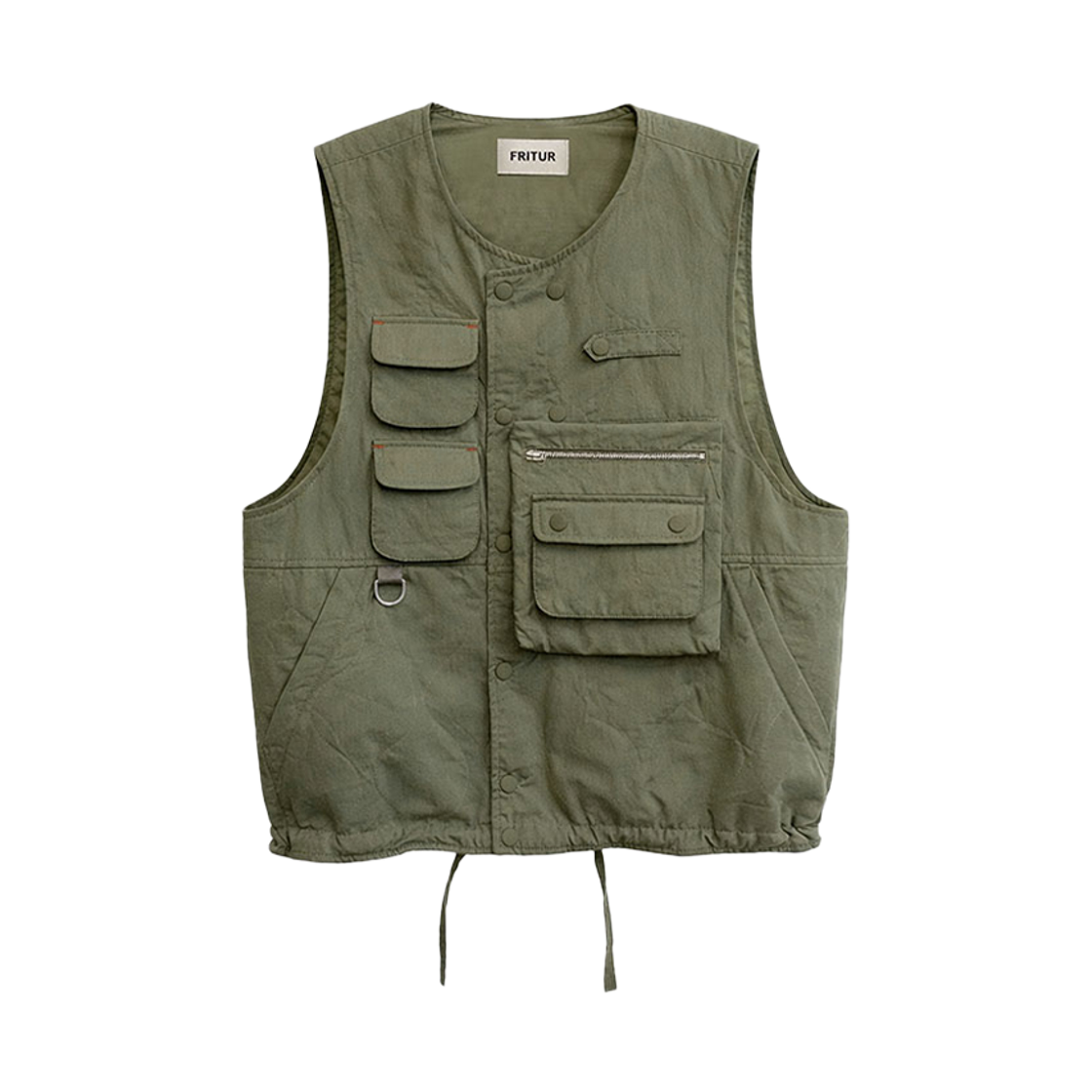 F261VE01 FRITUR Garden Pocket Vest Khaki