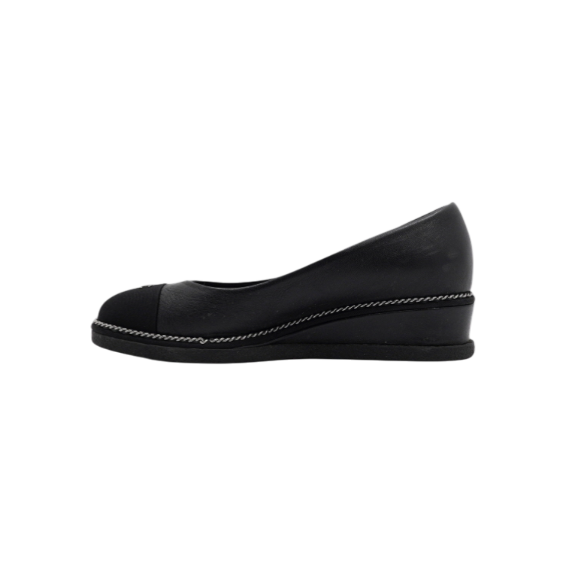 샤넬 G31293 블랙 레더 코코 은장 CC로고 여성 로퍼aa60947(Chanel G31293 Black Leather Coco Silver CC Logo Women's Loafers) - 1