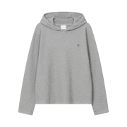 SLOW RECORD HOUSE Waffle Fingerhole Hood Light Grey